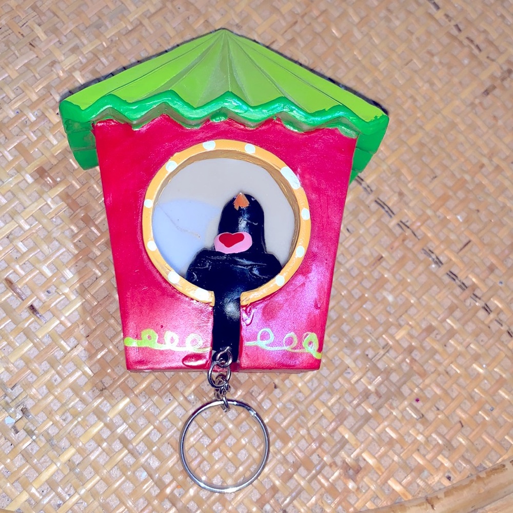 vintage resin birdhouse key holder